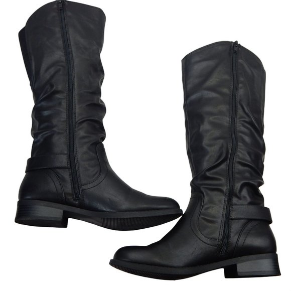 White Mountain Women's Black Knee High Riding Boots With Buckle Size 8 - Picture 6 of 8